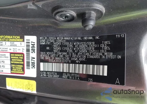 2014 Toyota Sienna Le 7 Passenger из США, поврежденный, VIN 5TDJK3DC2ES076716